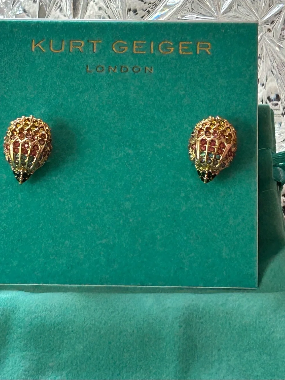 Kurt Geiger Rainbow Eaglehead Stud Earrings MWT with authentic pouch